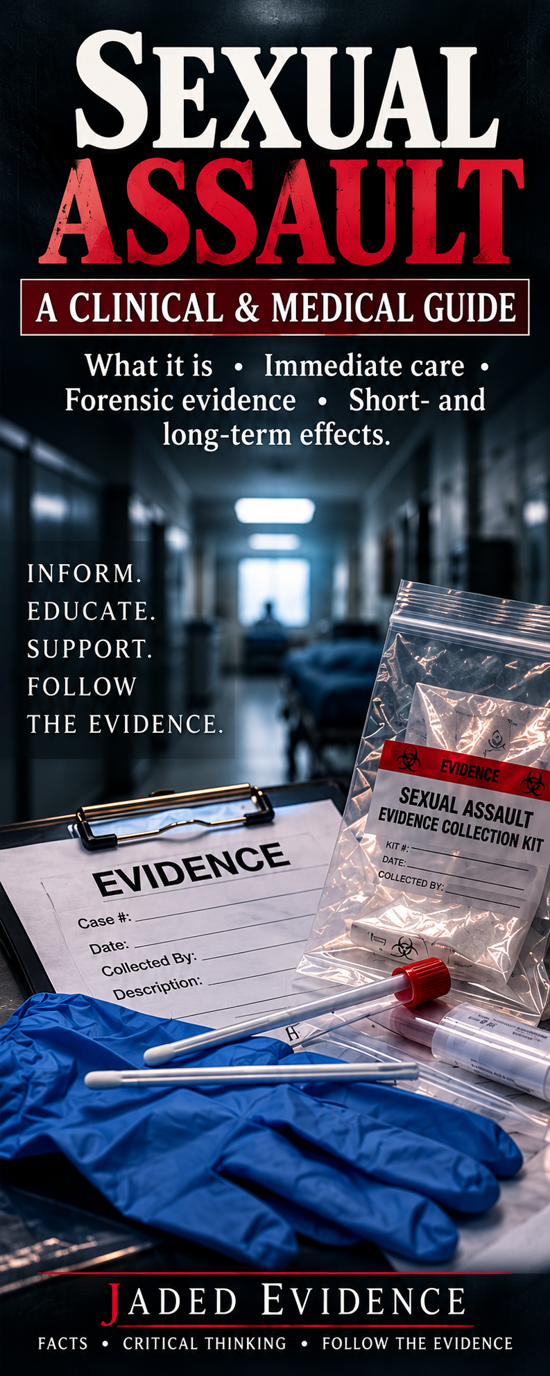 Sexual Assault: A Clinical and Medical Guide infographic from Jaded Evidence.