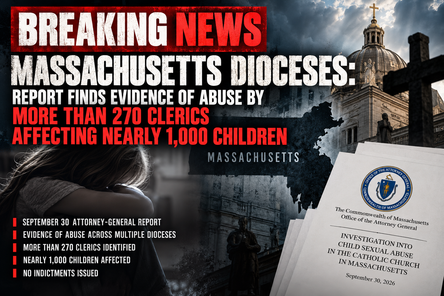 Massachusetts AG Report: Evidence More Than 270 Clerics Abused Nearly 1,000 Children