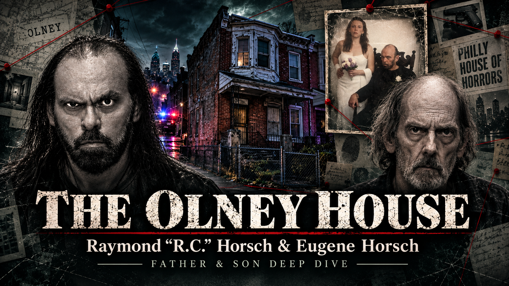 Raymond R.C. Horsch evidence-board graphic for the Olney House investigation.