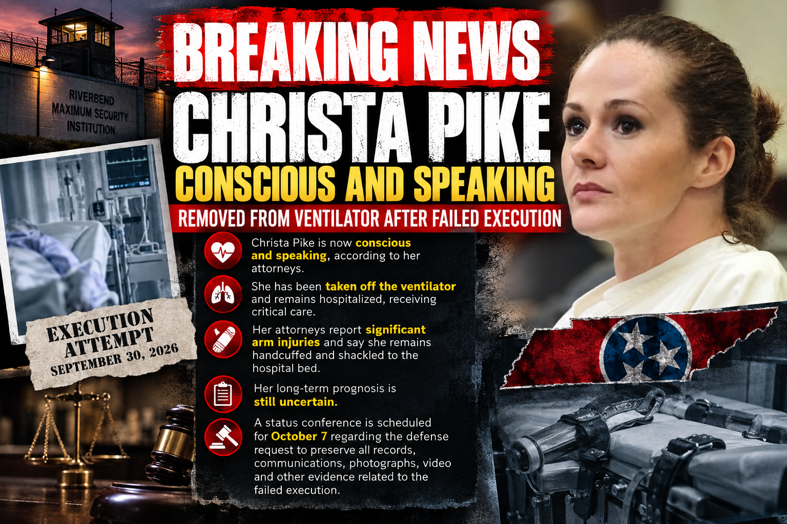 BREAKING: Christa Pike Conscious and Speaking After Failed Tennessee Execution