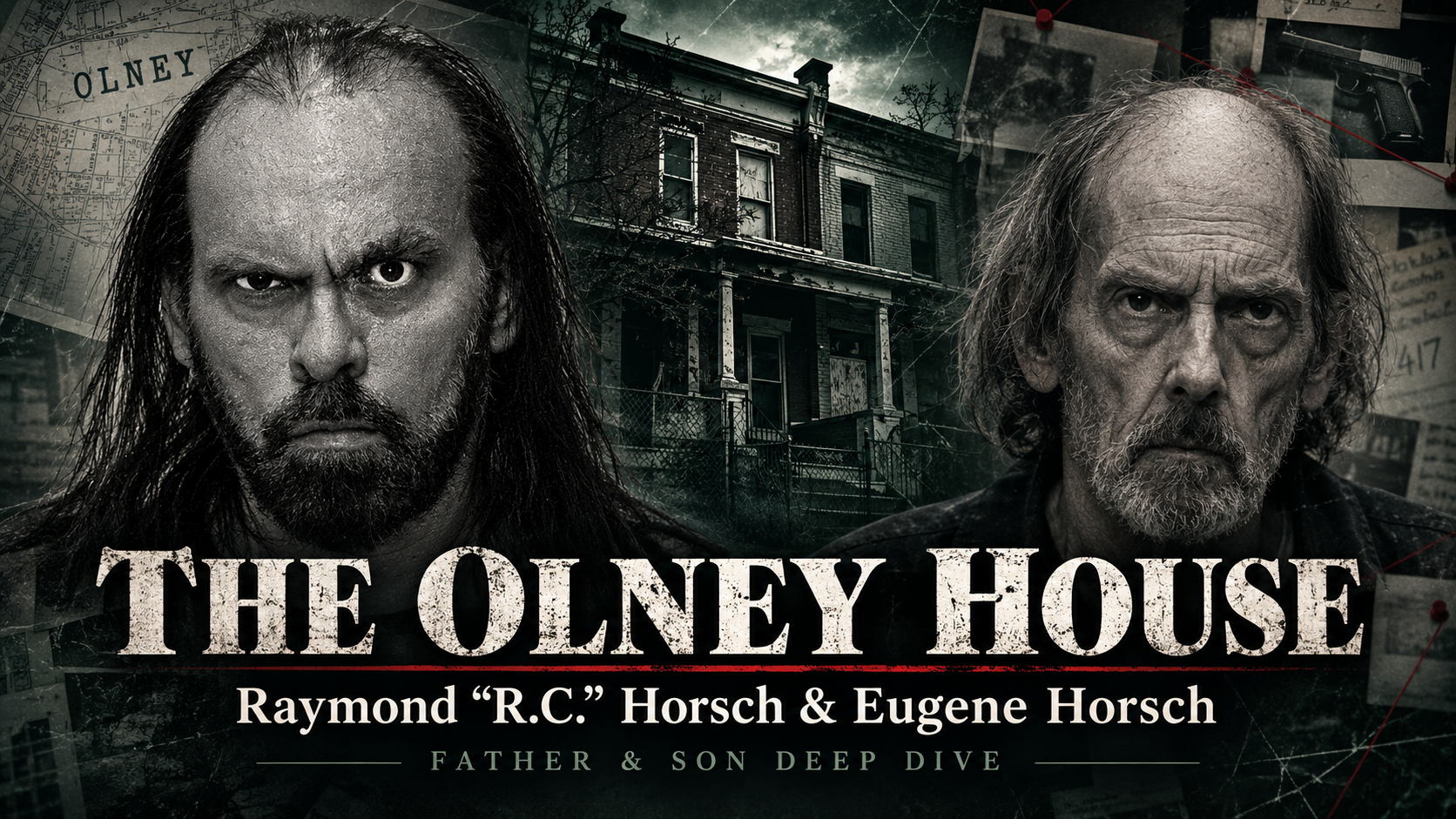 Olney House investigation graphic illustrating the Horsch case, the West Chew Avenue property and evidence under review.