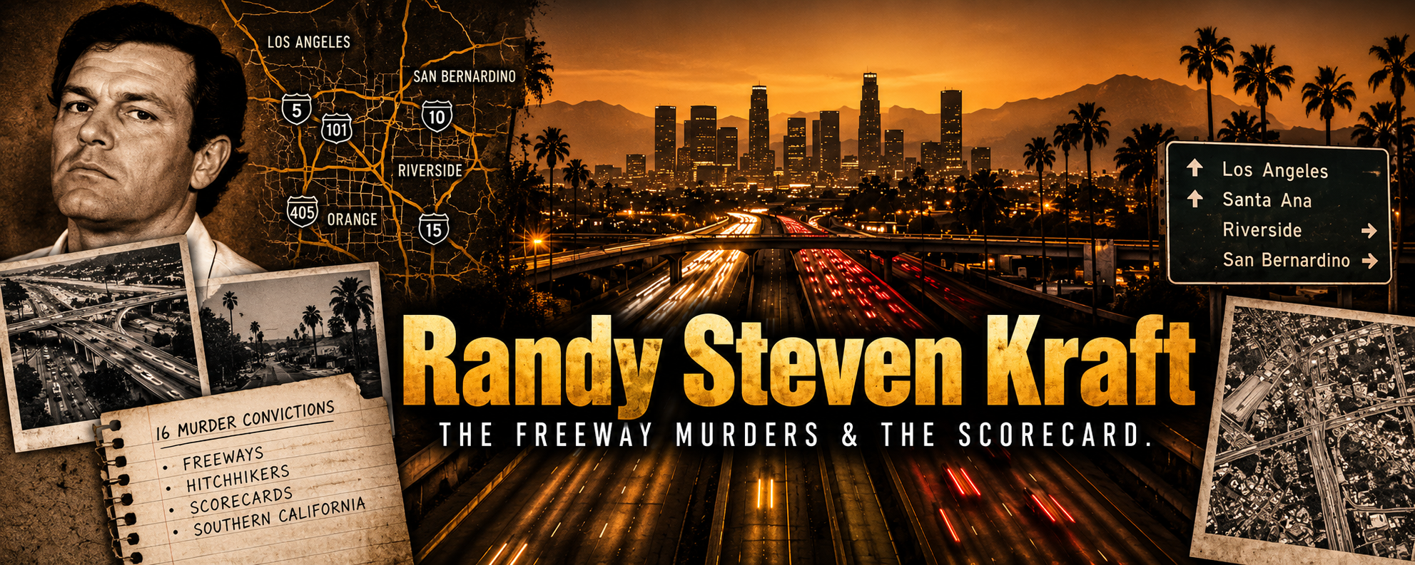 Randy Steven Kraft freeway murders and scorecard header for Jaded Evidence.