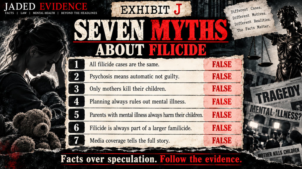 Exhibit J infographic addressing seven common myths about filicide.