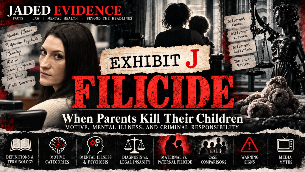 Alternate Exhibit J Filicide header graphic for Jaded Evidence.