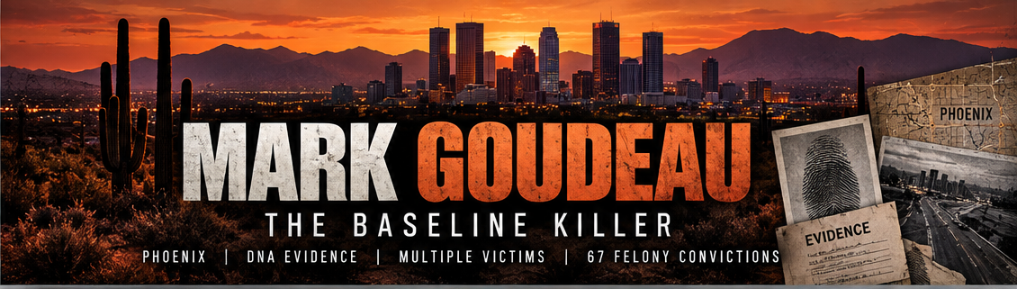 Mark Goudeau Baseline Killer Phoenix header for Jaded Evidence.