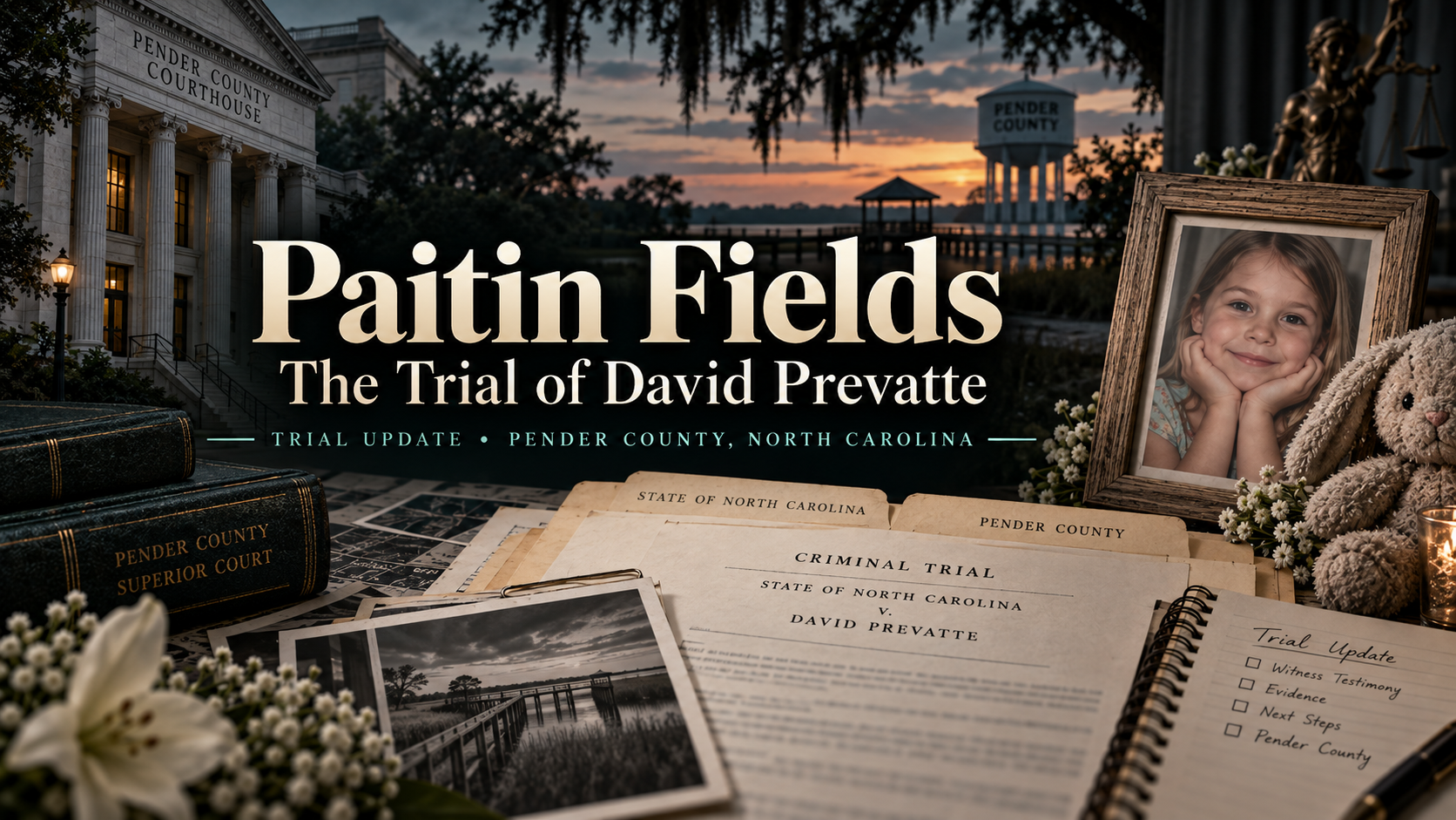 Paitin Fields trial update graphic for Jaded Evidence coverage of the David Prevatte trial in Pender County, North Carolina.